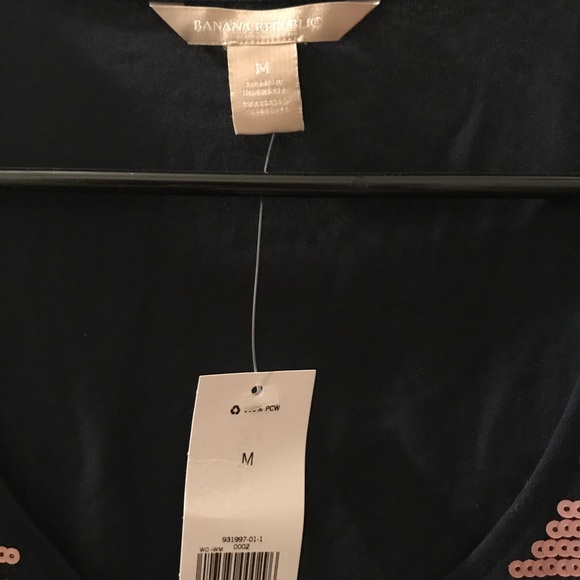 NWT navy w/ gold & blue sequin stripes tank top. - Picture 3 of 4